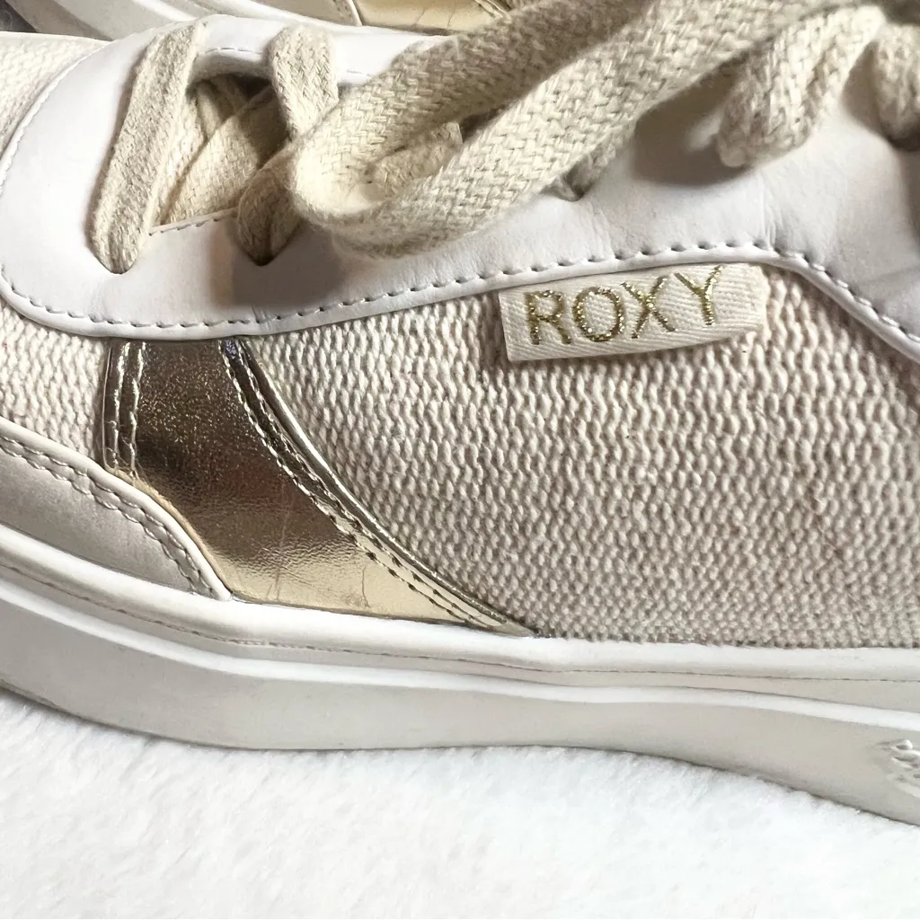 Roxy Carver Sneakers Cream & Gold Women’s Size 7.5 Chunky Retro Y2K Neutral - Image 6