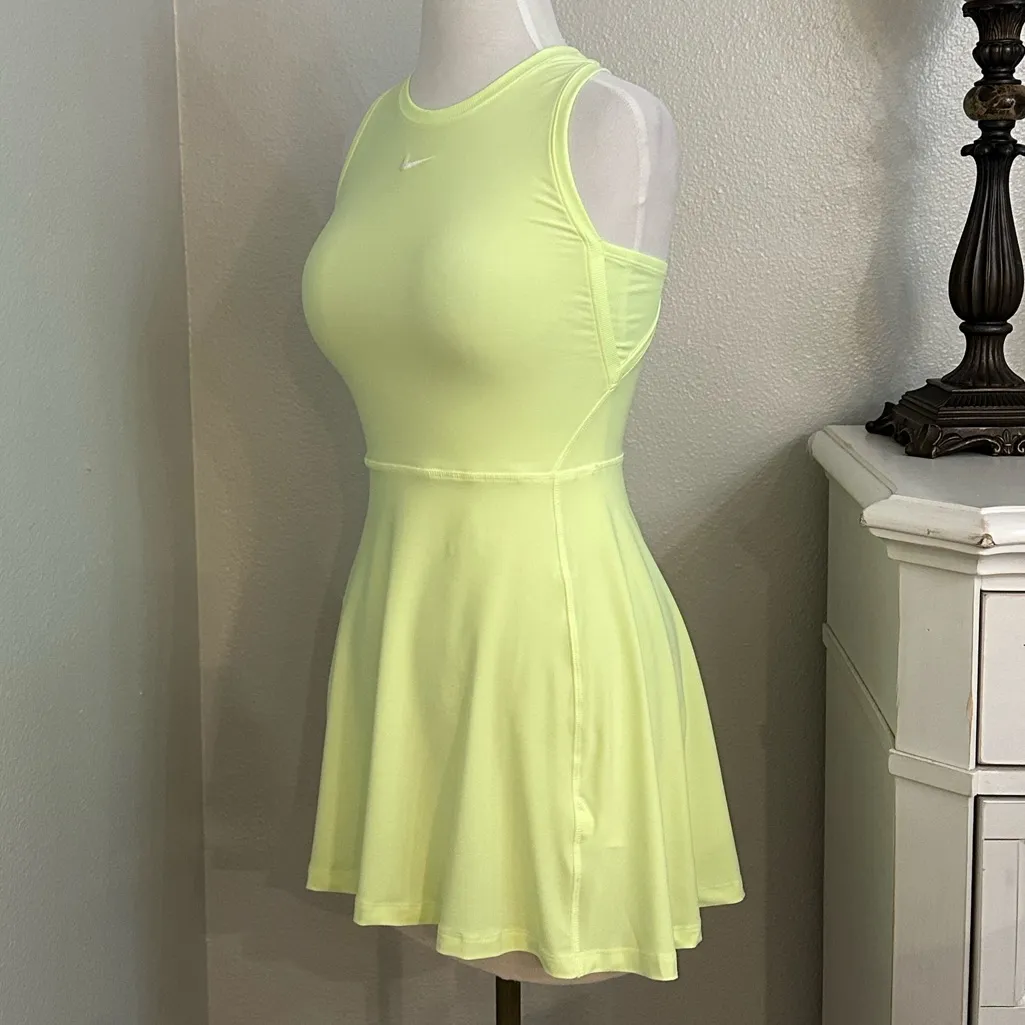 Nike Victory Summer Tennis Mini Dress Volt Lime Yellow Racerback Size XS - Image 2