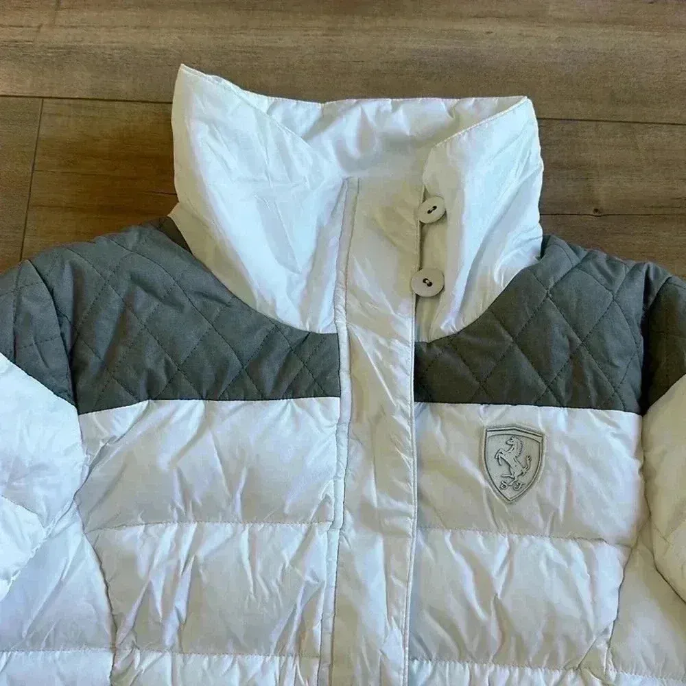 Puma x Ferrari Down Filled White Puffer Jacket Women’s Sz L - Image 3