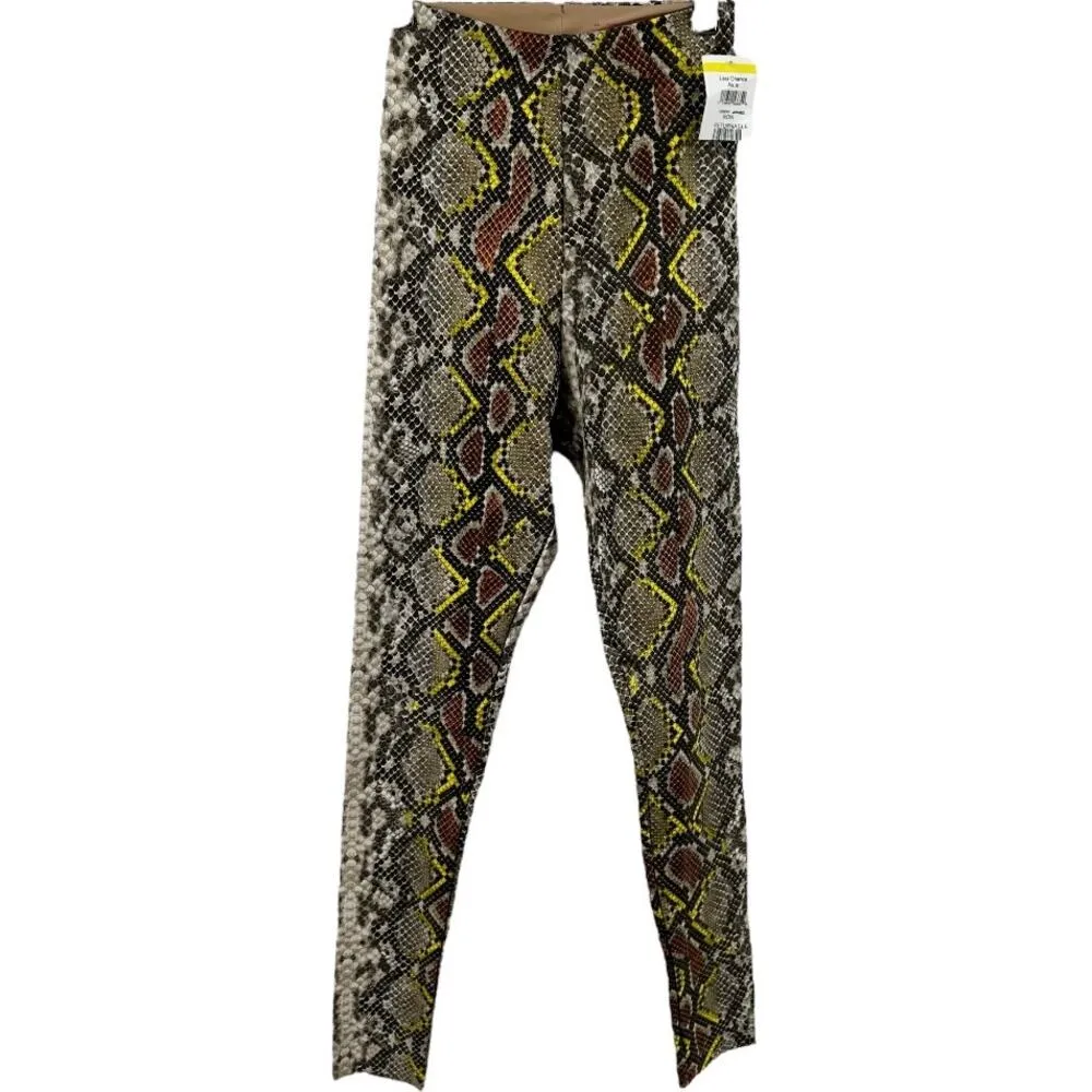 Commando Faux Leather Snake Print Leggings High Rise Skinny Ankle Yellow XS NWT - Image 2