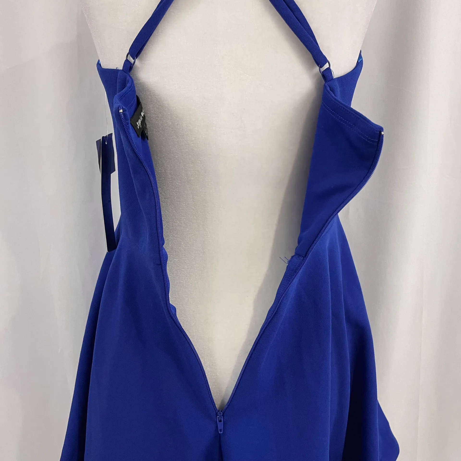 New  Double Layer Fit & Flare Dress Sweetheart Neck Royal Blue Size 11 - Image 12