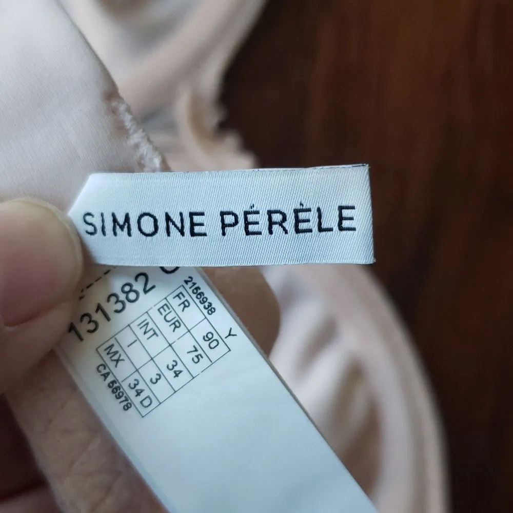 Simone Perele Elegant Baby Pink Chic Sexy Embroidered Trim Unlined Bra Size 34D - Image 5