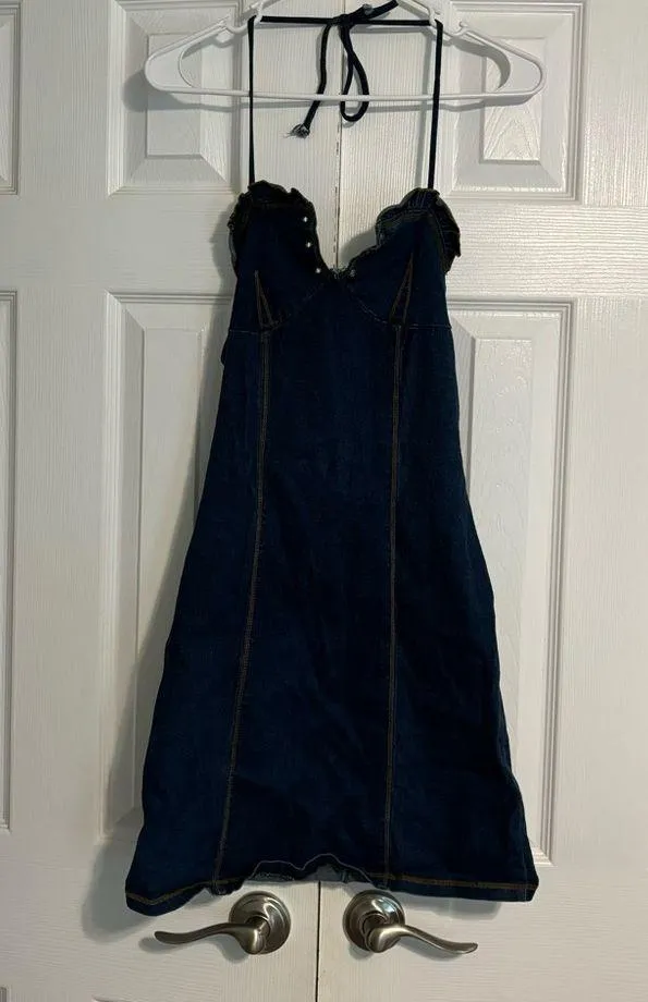 Vintage Dark Wash Denim Mini Dress - Image 2