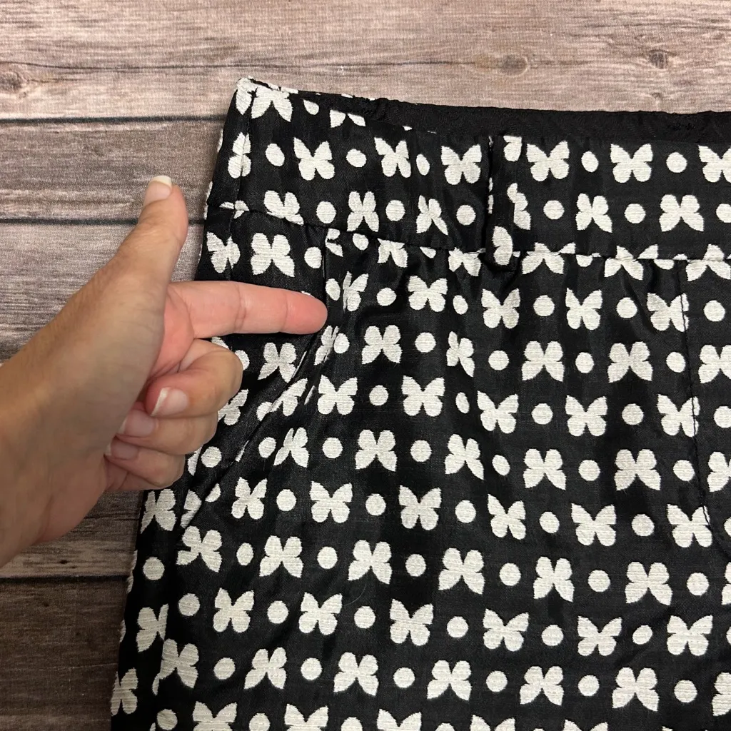 Talbots Black Off White Hampshire Jacquard Butterfly Polka Dot Ankle Length Pant - Image 4