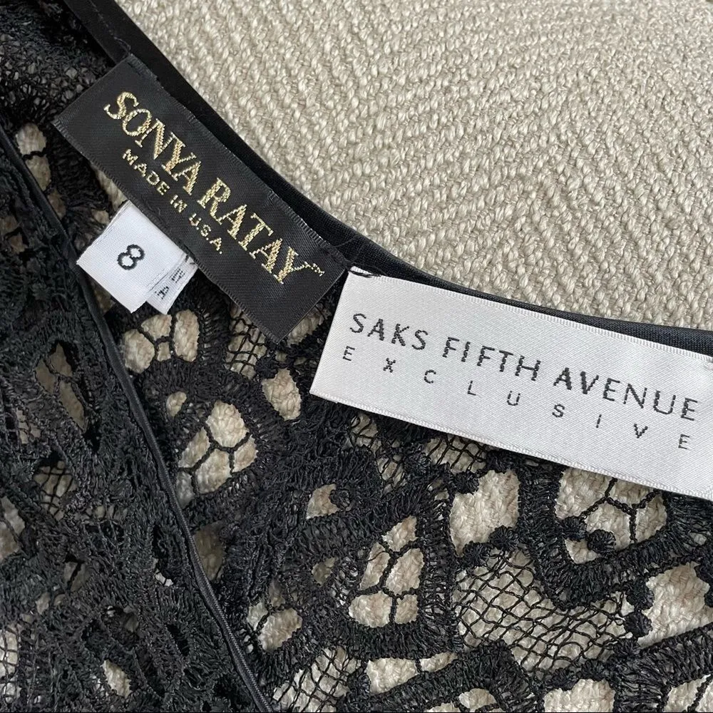 Vintage Sonya Ratay Saks Fifth Avenue Long Black Dress Lace Slip 8 M - Image 7