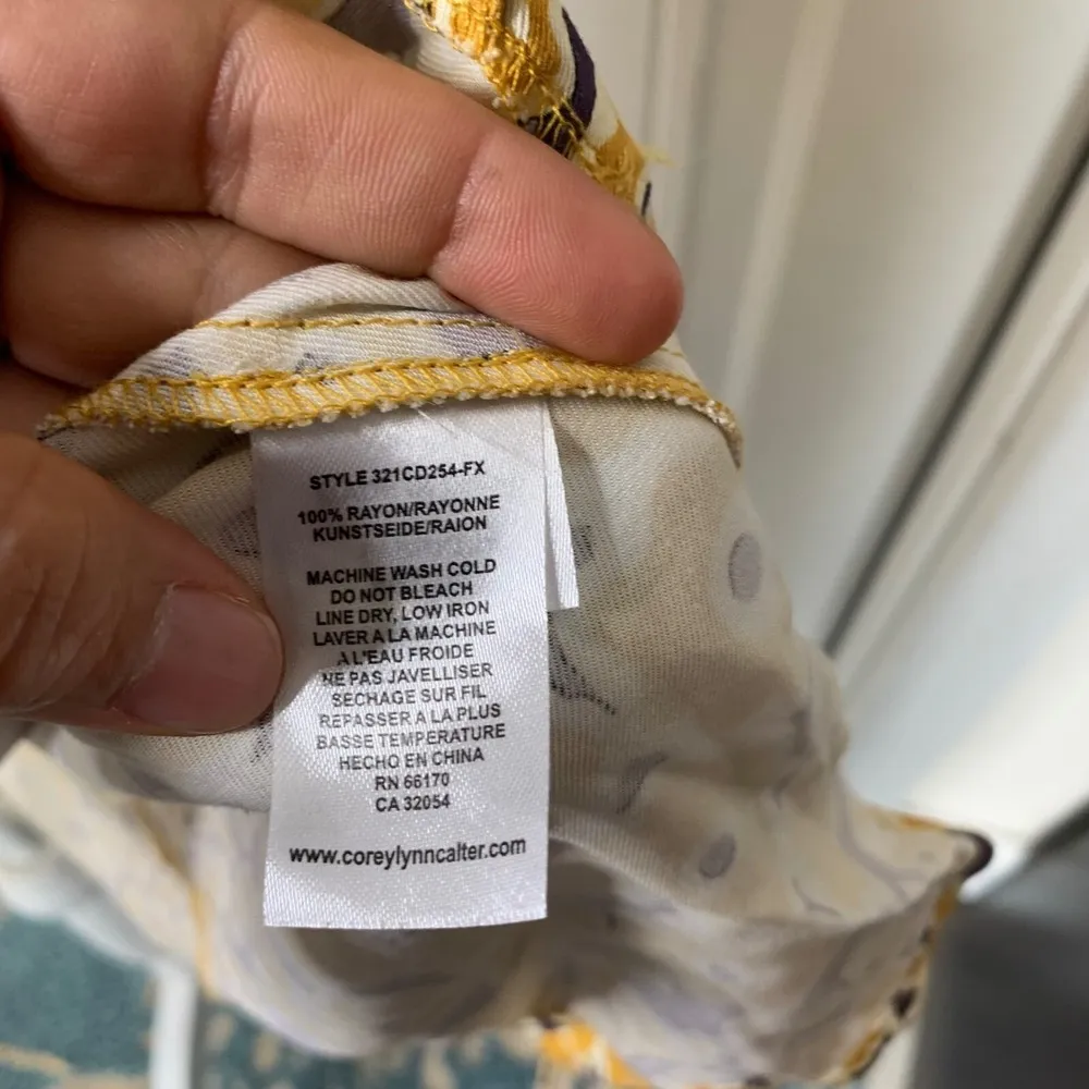 Anthropologie Corey Lynn‎ butter yellow  Floral Wrap Dress Short Sleeve Large - Image 6