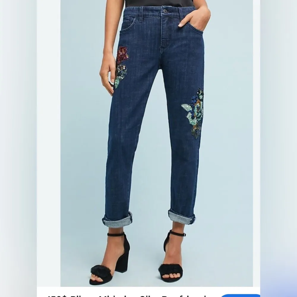 Anthropologie Pilcro slim boyfriend embellished jeans mid rise 27 - Image 2