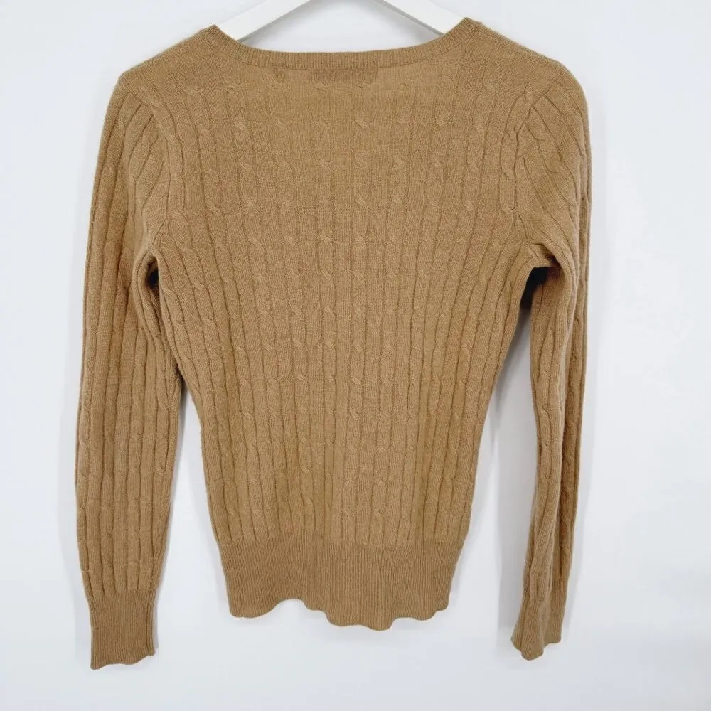 Saks‎ Fifth Avenue V-Neck Cable Knit Cashmere Sweater XS - Image 7