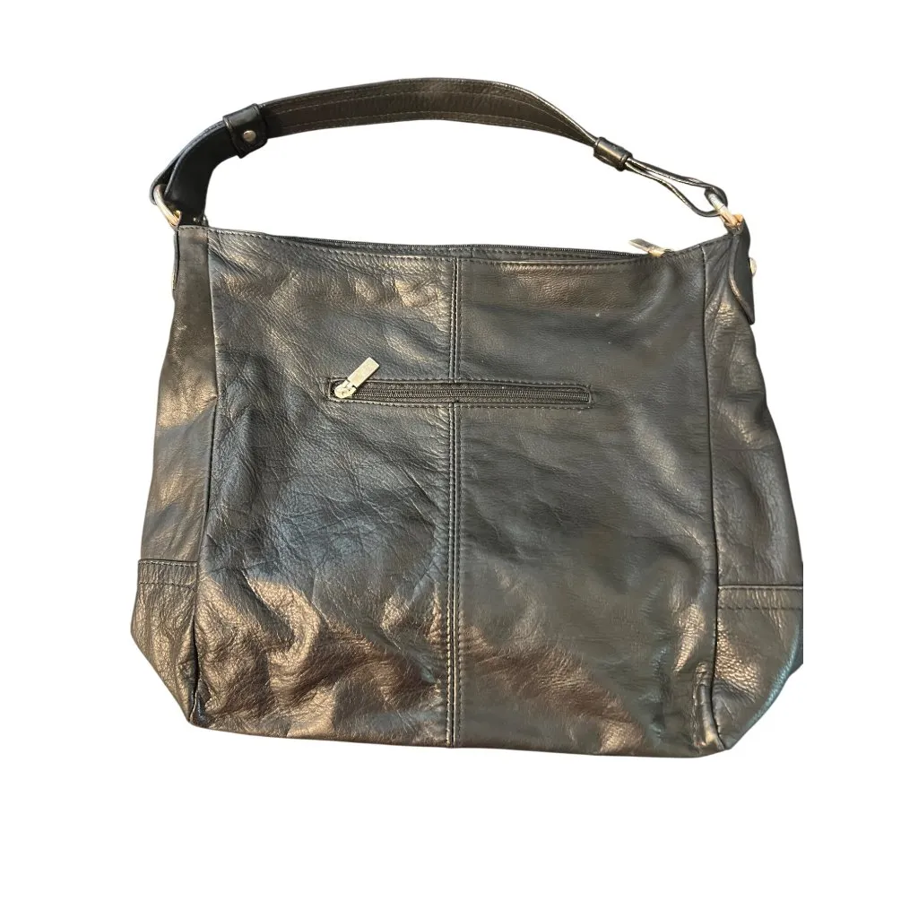 Black Leather Borse in Pelle Shoulder Crossbody Bag Italy Silver Tone Hardware - Image 3