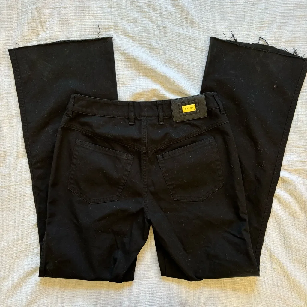 Escada Black Wide Leg raw‎ hem gold accents EU 34/US 2 Size undefined - Image 3