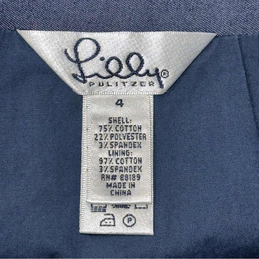 Lilly Pulitzer Vintage White Label 4 Navy Blue Green Starfish Embroidered Skirt - Image 3