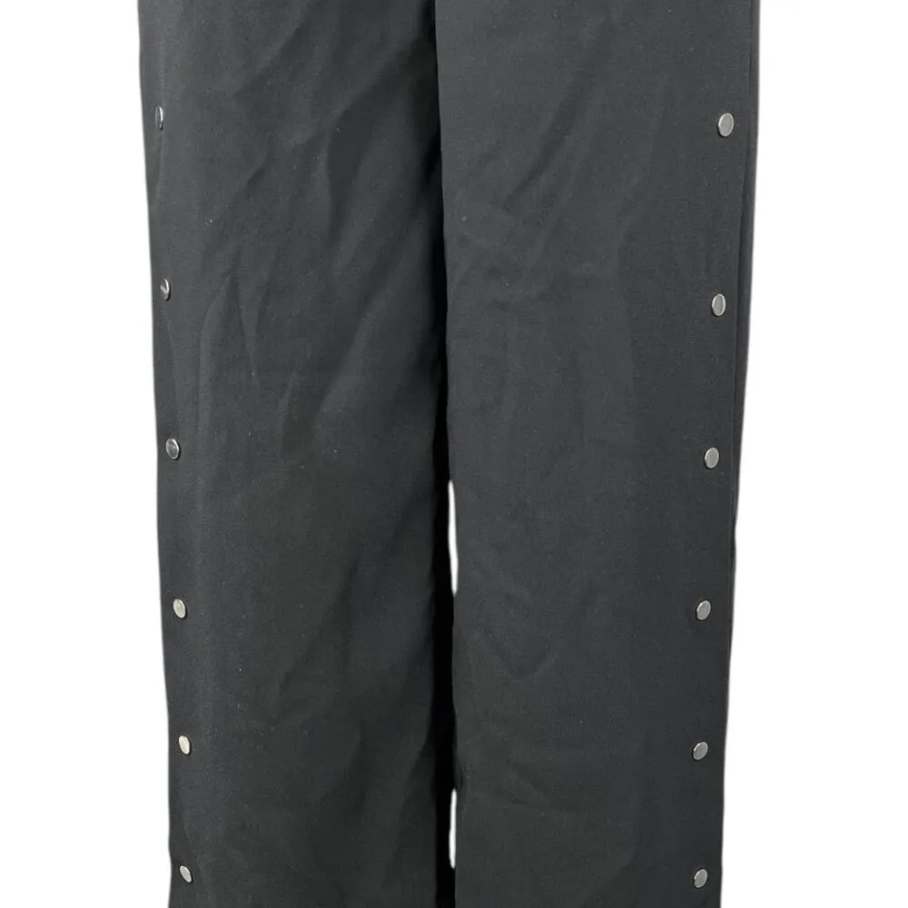 Zara Black Snap Off Buttons Wide Baggy Leg High Waist Trousers Pants Size XS - Image 4