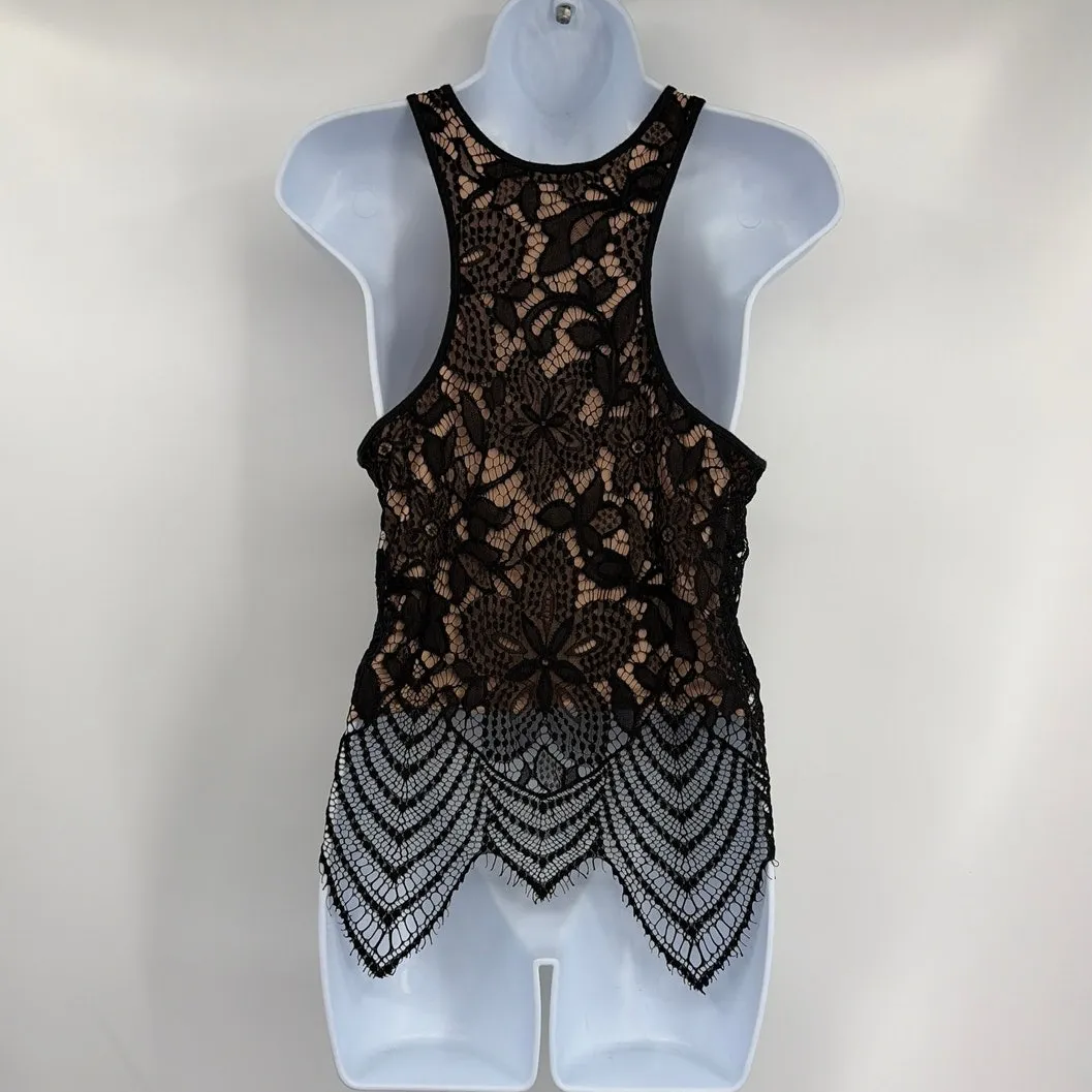 Express Lace Asymmetrical Hem Tank Sz M Y2K Whimsigoth Fairy Grunge Crochet - Image 5