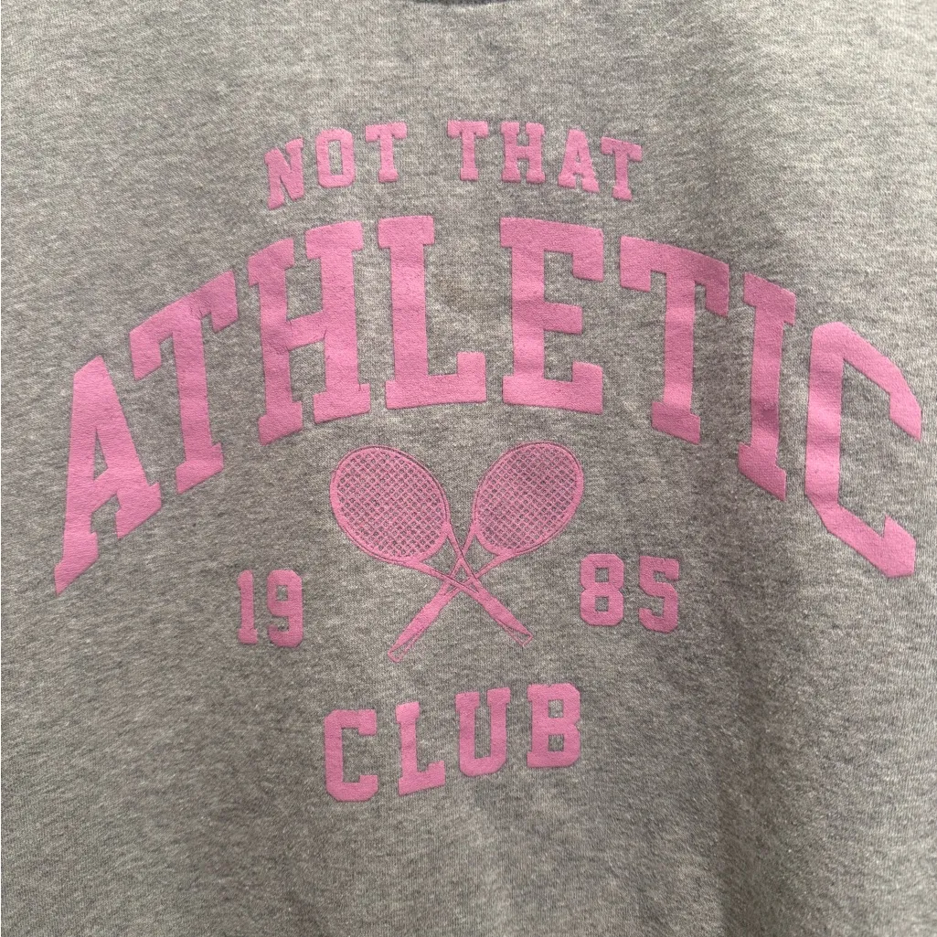 LULUSIMON STUDIO Not That Athletic Club Graphic Cropped Sweatshirt in Grey Pink Gray Size M - Image 4