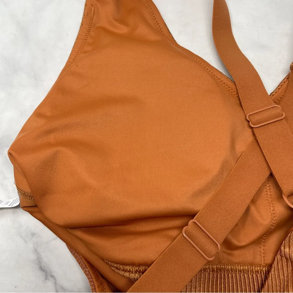NEW  Offline Ribbed Shine Strappy Back Sports Bra Orange Activewear Plus XL - Image 6