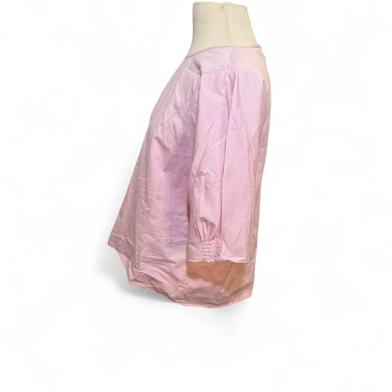 Tibi Pink Cotton Blouse Women’s Size M Elbow Sleeve Boxy Top - Image 2