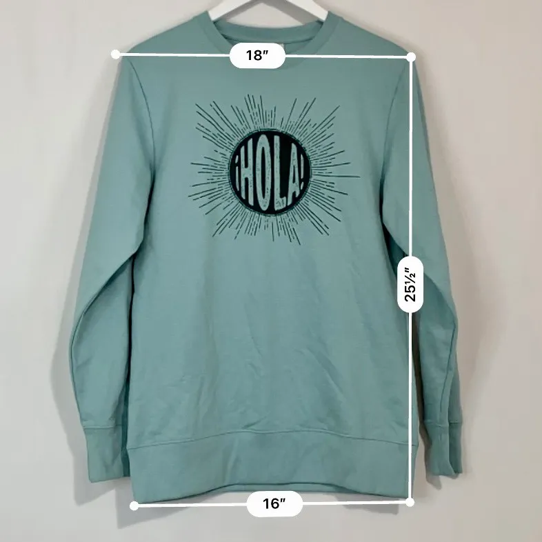 Women’s Latino Heritage ¡Hola! Graphic Long Sleeve Sweatshirt Blue XS NWT - Image 7