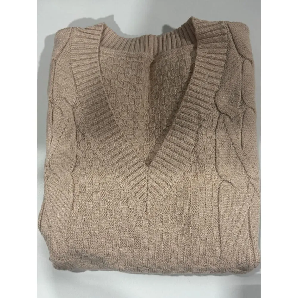 Sweater Vest Women Knitted V Neck Oversized Sweaters Sleeveless Knitwear Tank - Image 4