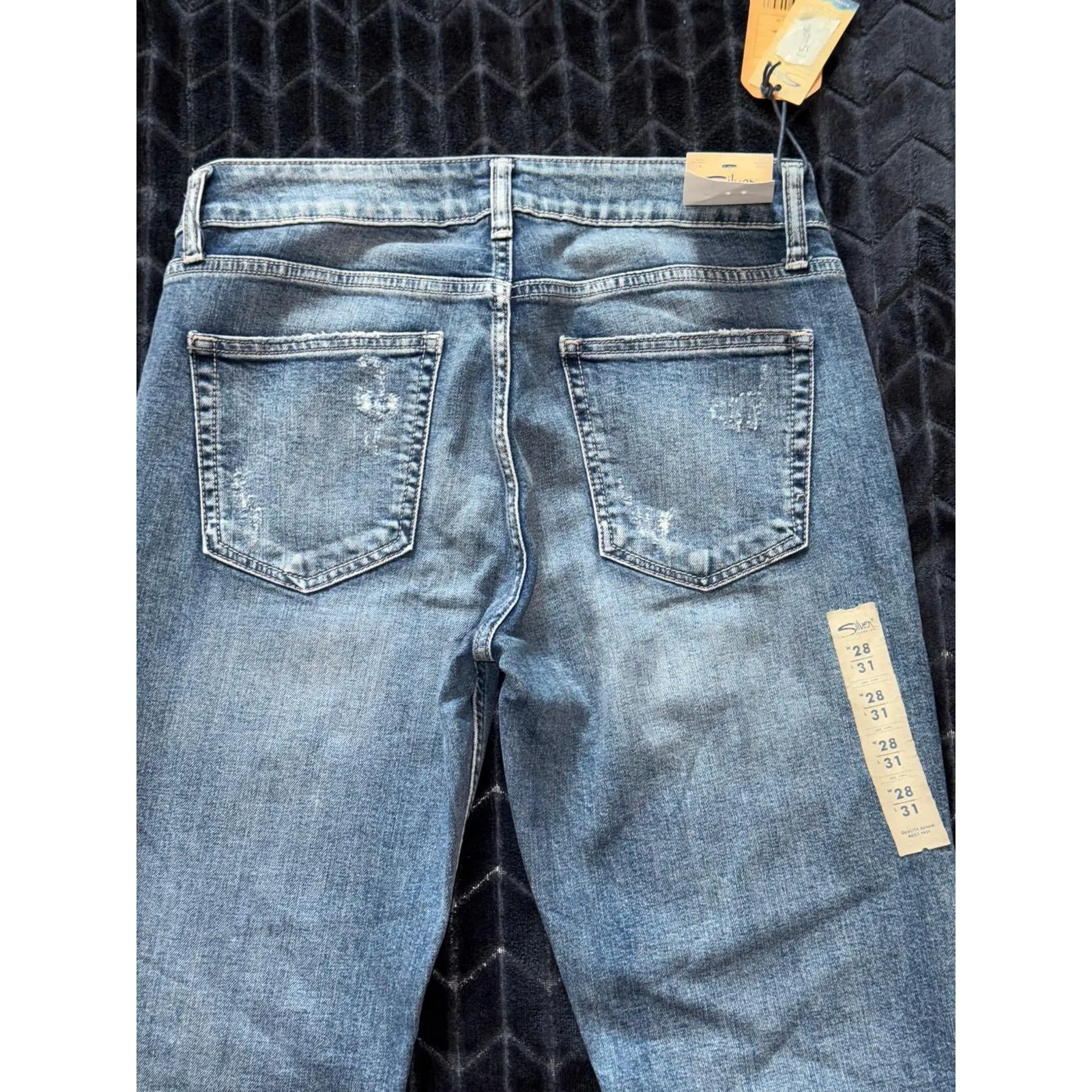 Silver Jeans‎ Avery Slim Boot Jeans Distressed Light Wash Split Hem Size 28 - Image 6