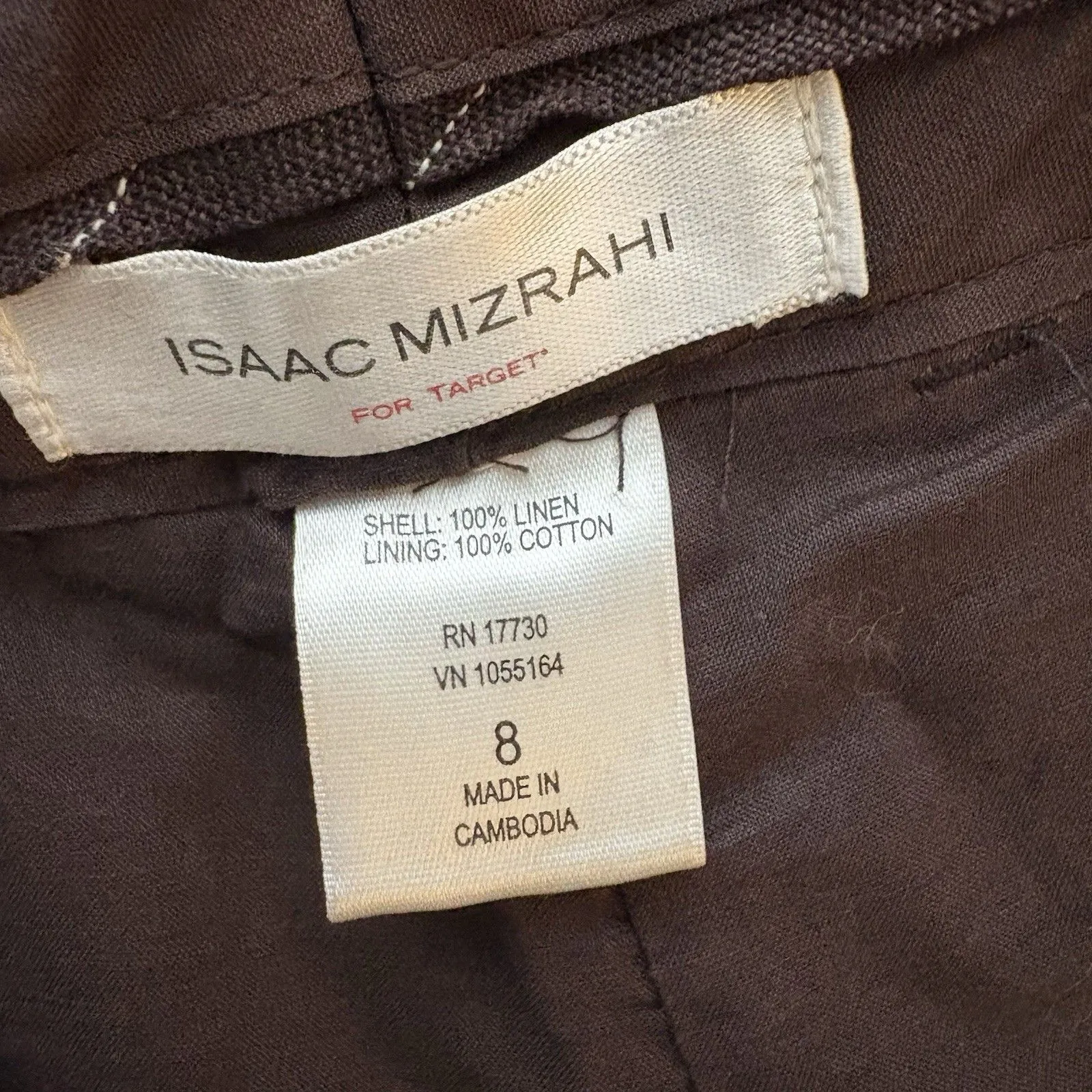 Isaac Mizrahi for Target Brown Linen Pinstriped Blazer Pants Suit Jacket Sz 8 - Image 7