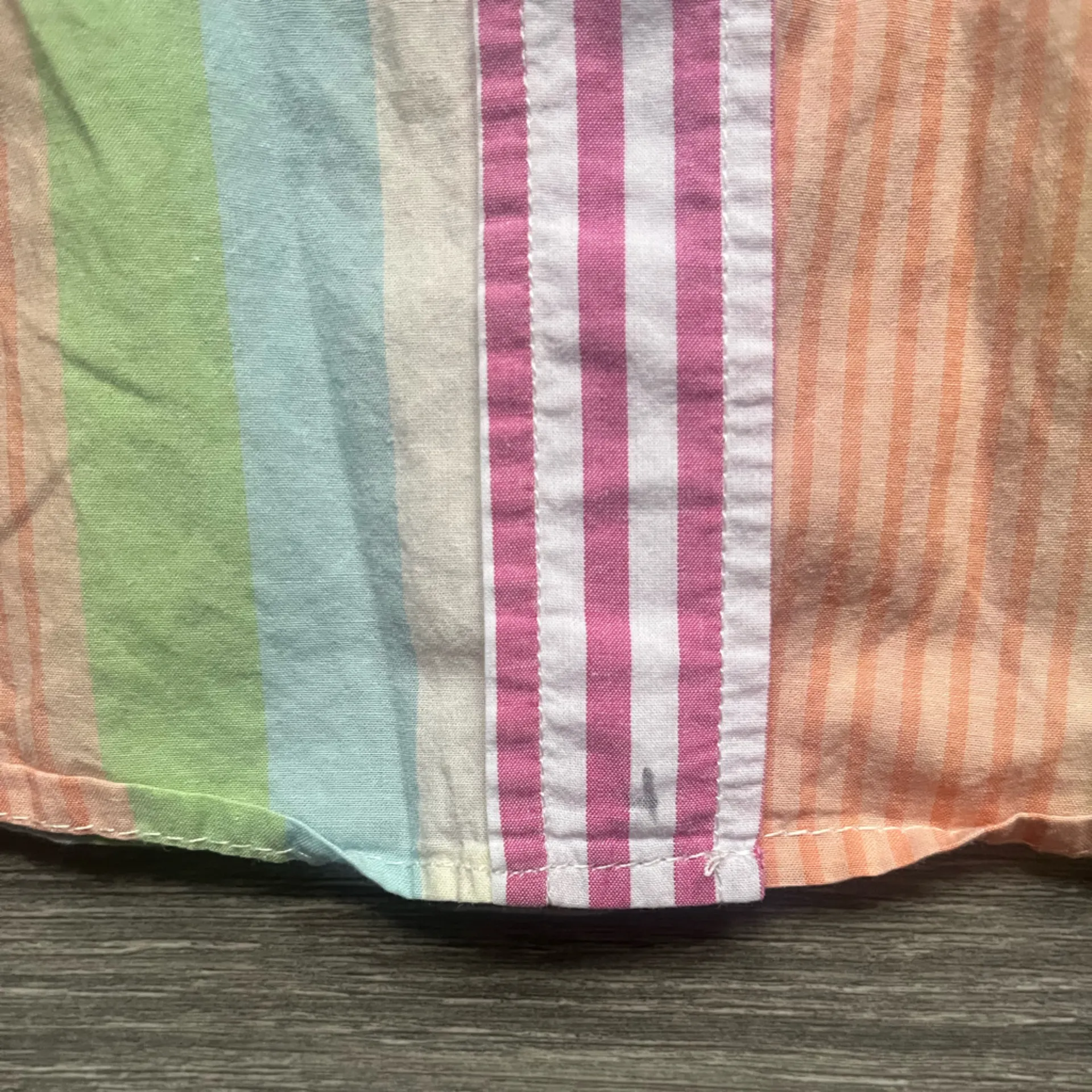 Orvis Pink Orange Pastel Easter Vertical Stripe Long Sleeve Button Down Size M - Image 7