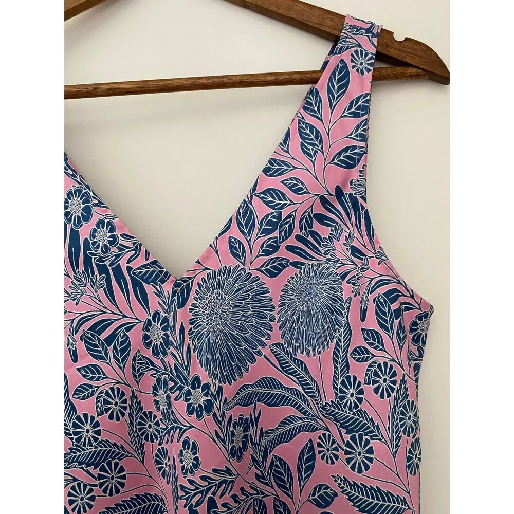 Abigail Borg for J Crew Pink Blue Floral Paisley Silk Tank Sleeveless Top 4 - Image 5