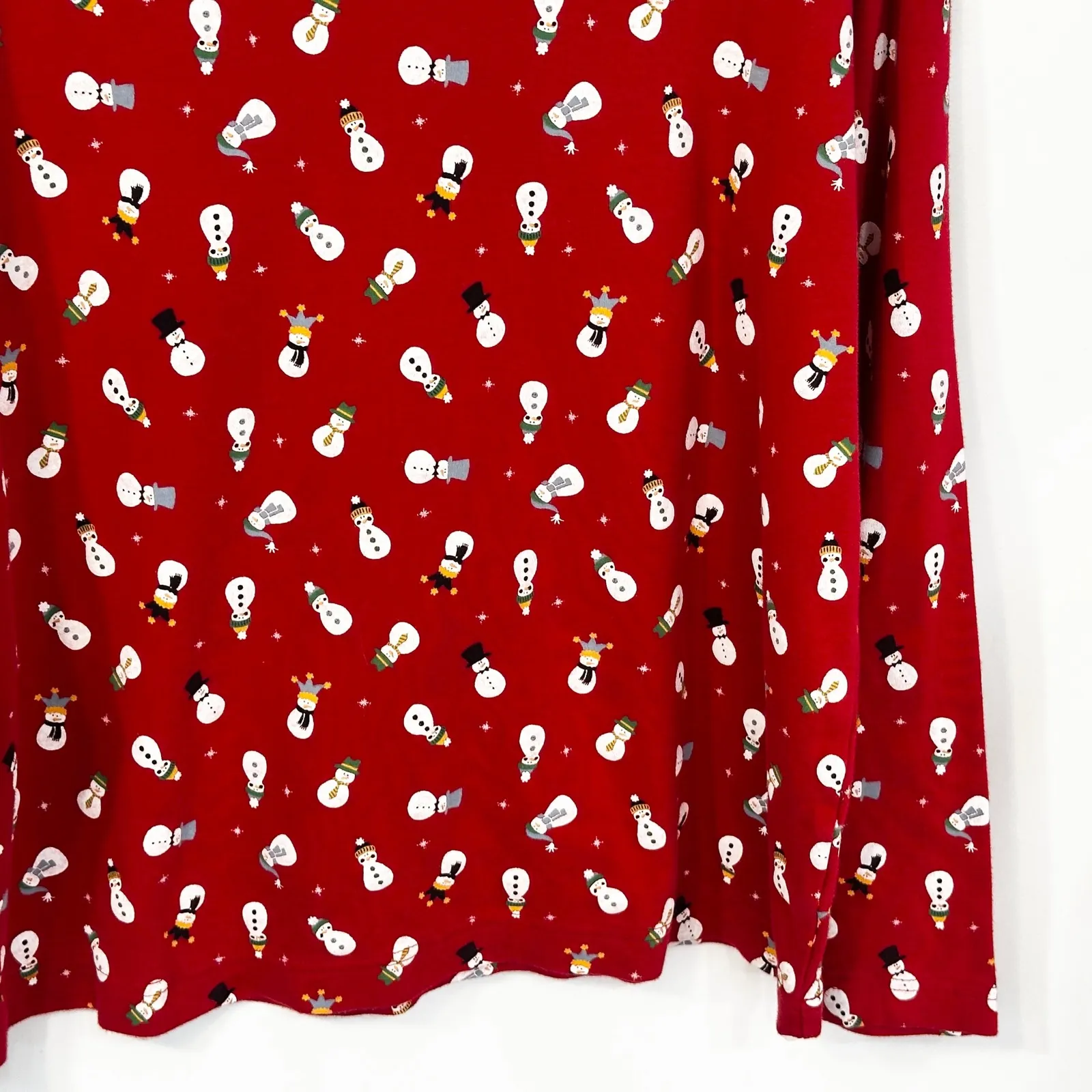 St. John's Bay Size MP Christmas Top‎ Snowman Print Red Turtleneck Ugly 1706 - Image 6