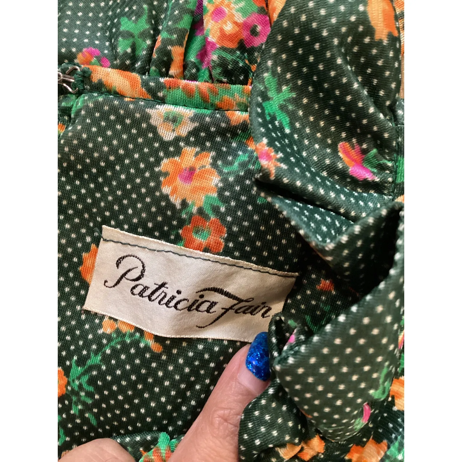 Vintage 60s Patricia Fair Mod Flower Power GoGo 70s flare paneled Mini Dress 7 S Green Size XS - Image 11