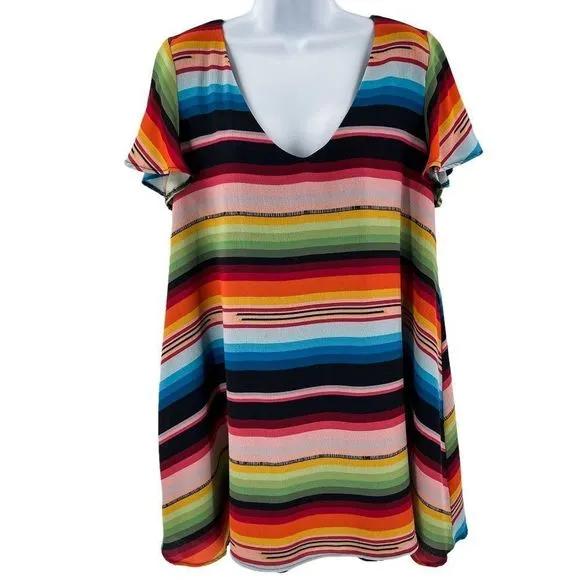 Anthropologie Judith March Sedona Serape Rainbow Striped Tunic Dress - Image 19