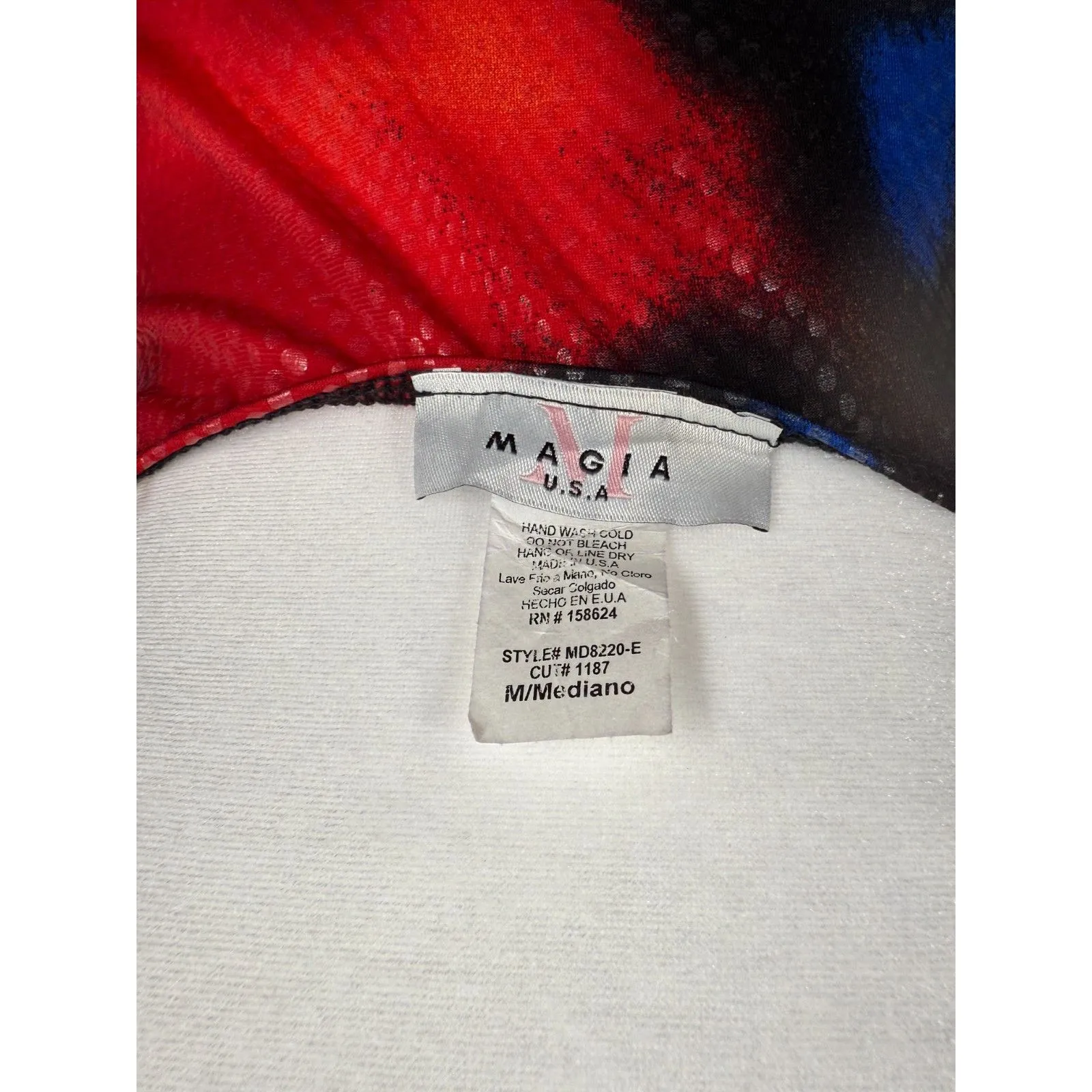 Vtg Y2k Magia USA Womens Colorful Bodycon Dress Sz M Disco Rave 70s Artsy Red Size M - Image 7