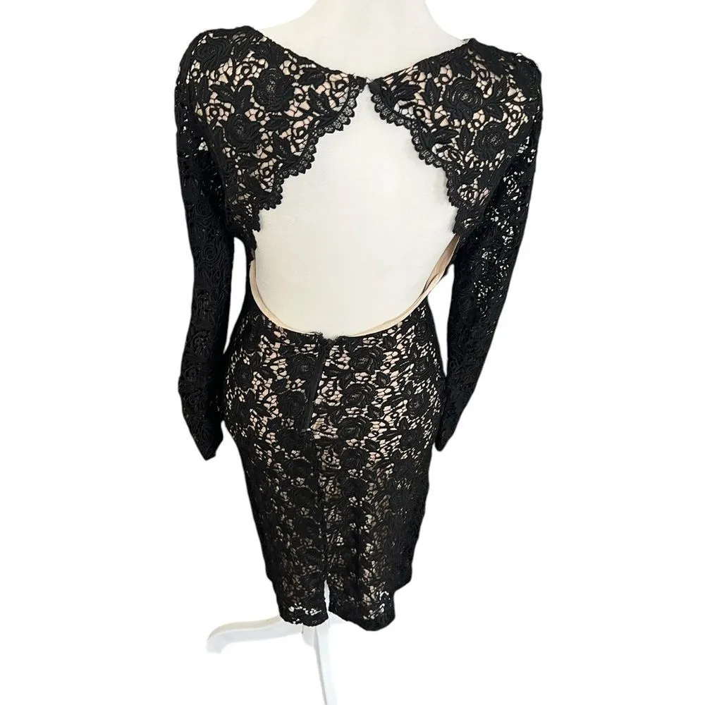 Alice + Olivia Dandi Floral Lace Long Sleeve Backless Cutout Midi Dress 0 - Image 6