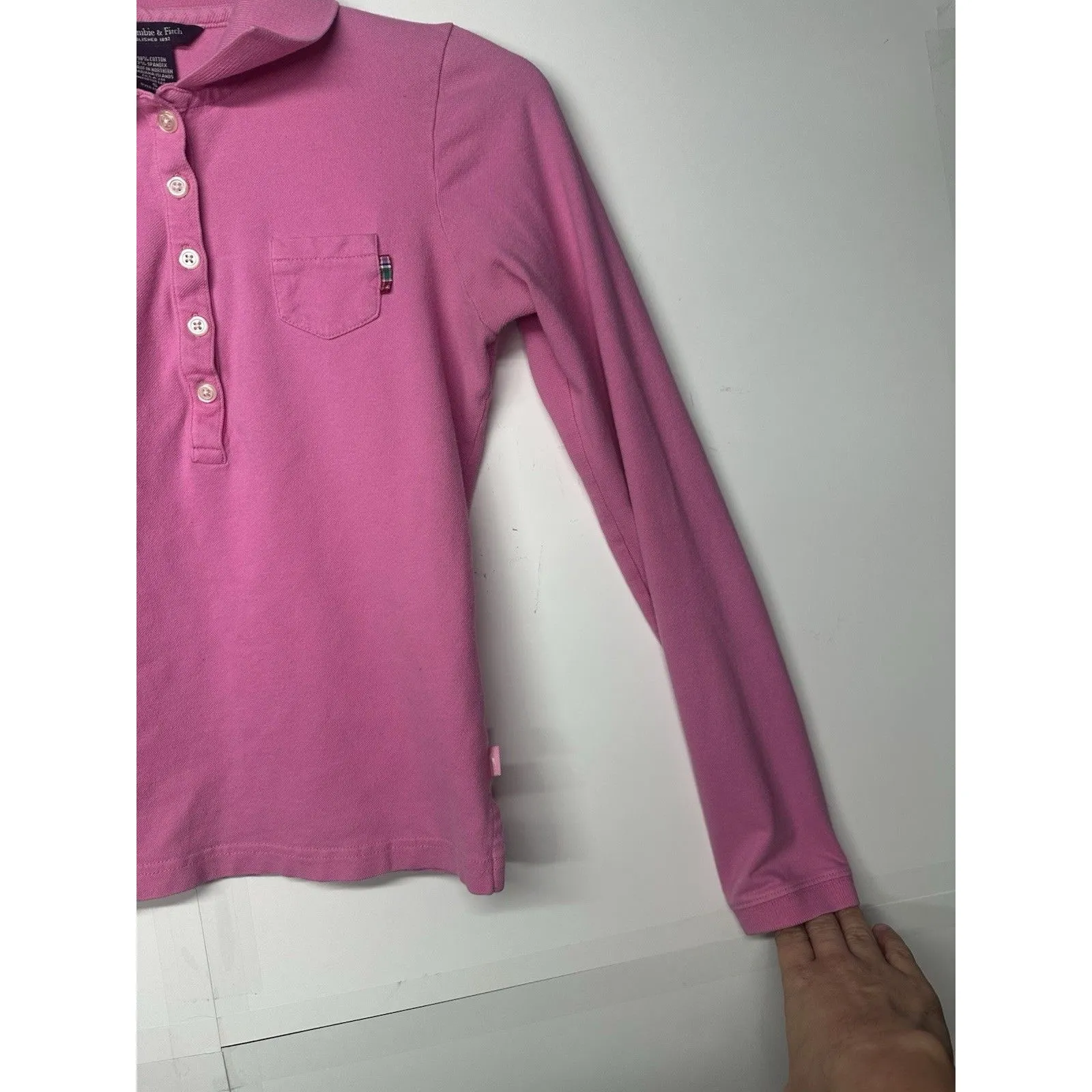 Abercrombie & Fitch Pink Long Sleeve Polo Shirt Women’s Size Small - Image 4