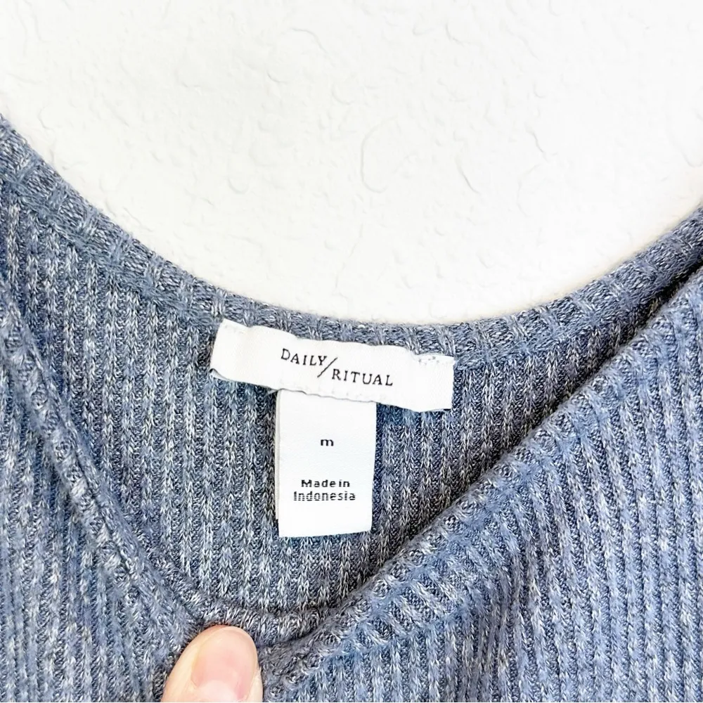 Daily Ritual Anthropologie Heather Blue Jersey Knit Midi Sleeveless Dress Medium - Image 9