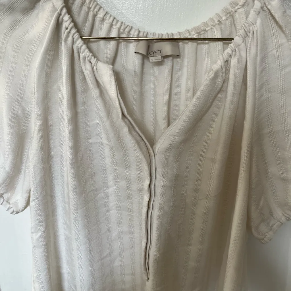 LOFT Cream Relaxed Puff Sleeve Blouse - Image 2