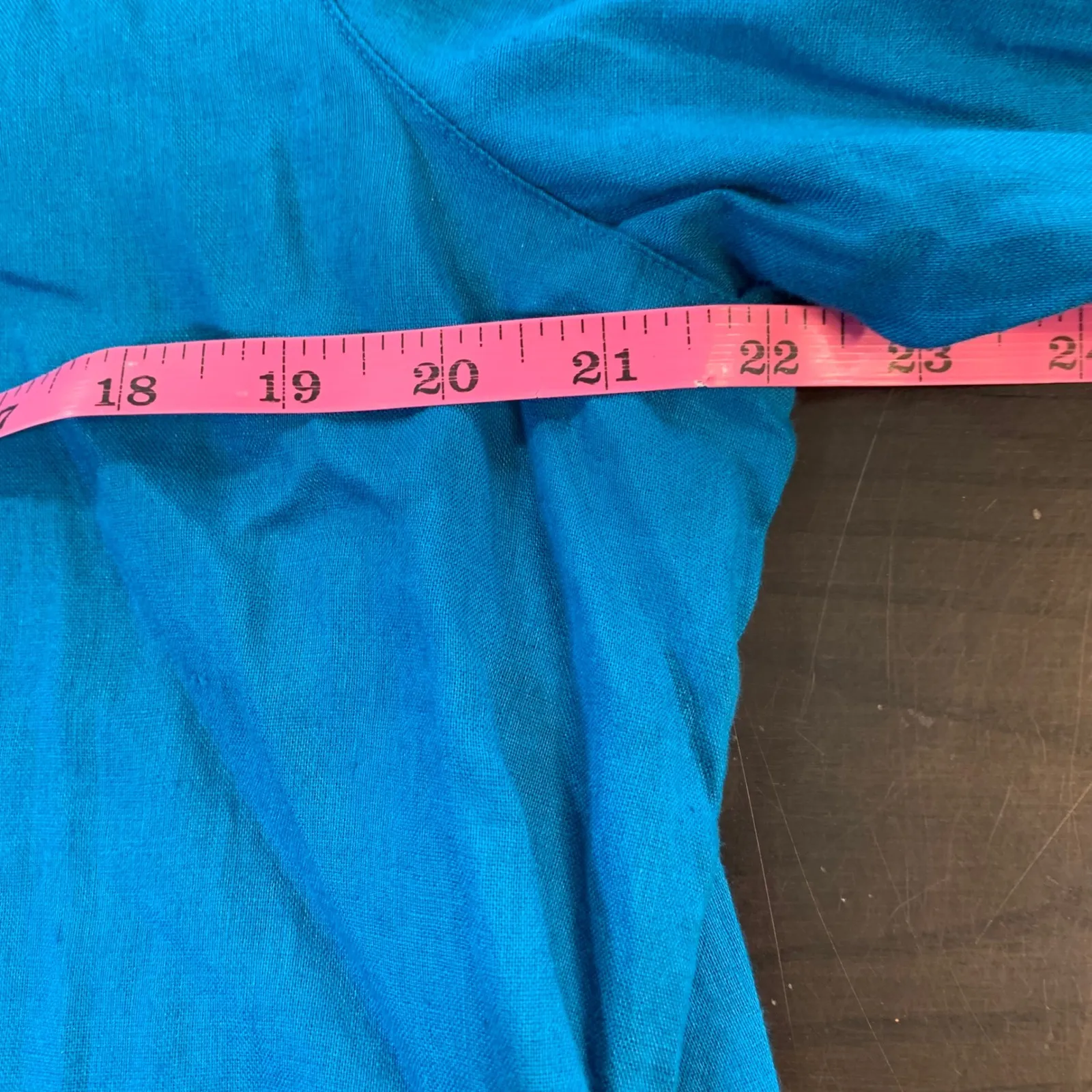 J.Jill Love Linen Top Teal Blue Collared Button Down 3/4 Sleeve Womens L Coastal - Image 7