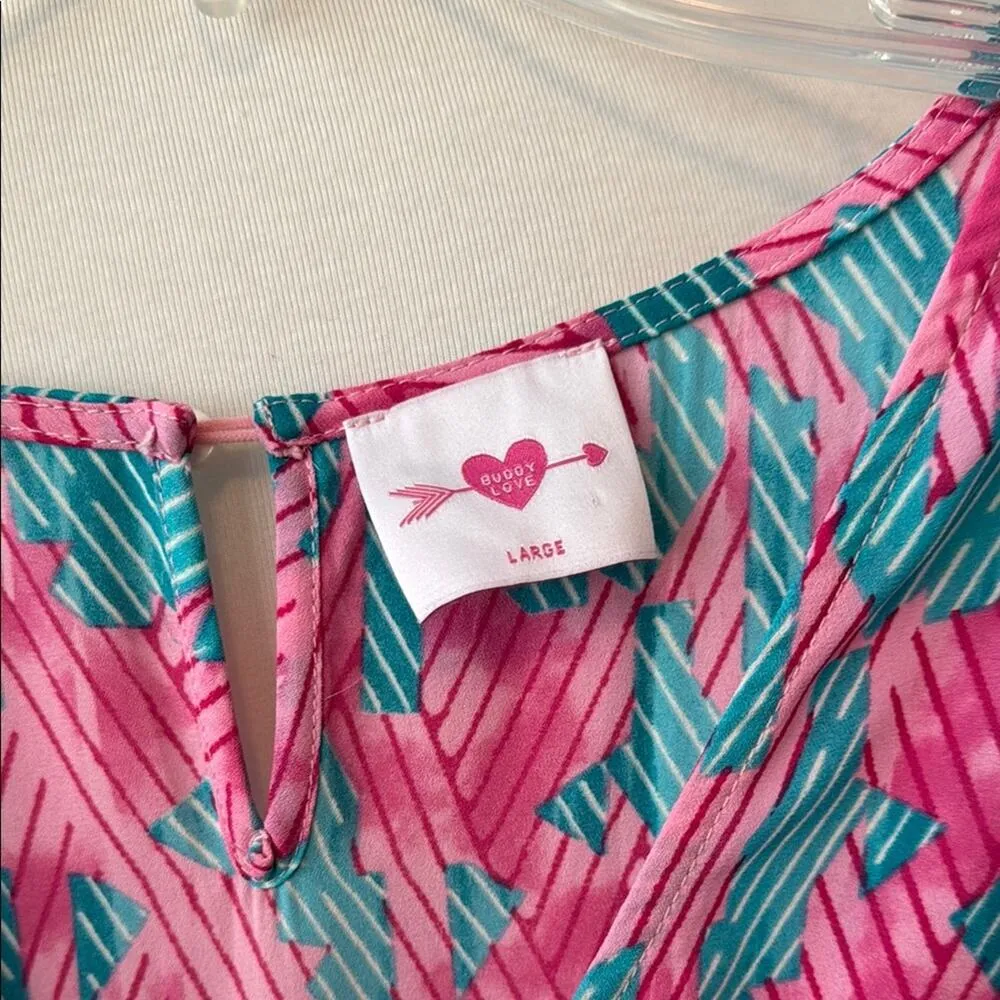 Buddy Love Blue Pink Long Sleeve Shorts V - Image 2