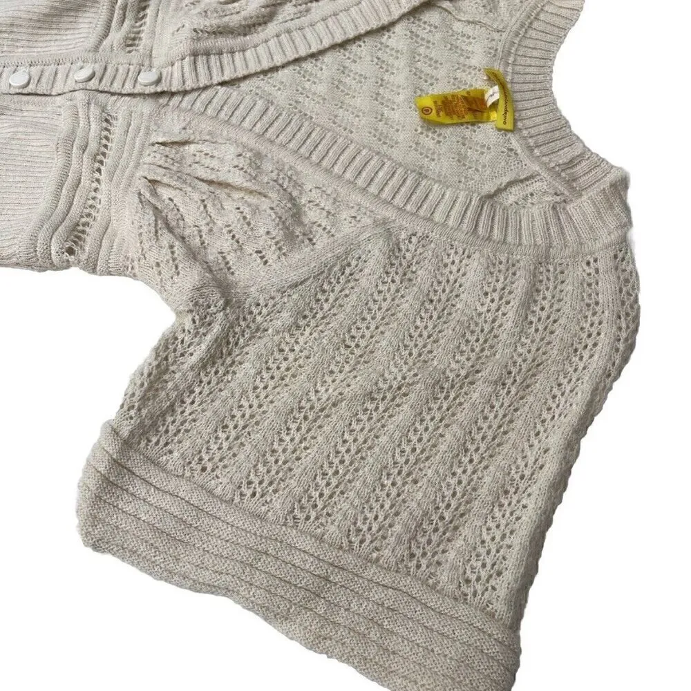 Catherine Malandrino 100% Baby ALPACA Cream Embroidered Vintage Button Top Sz S - Image 12