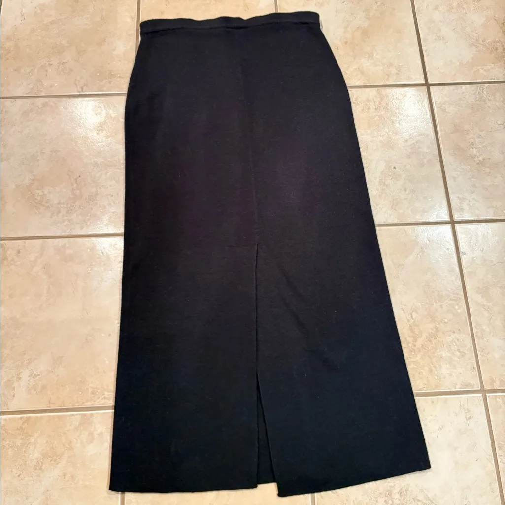 Laura Scott Wool Classic Black Maxi Skirt - Image 4