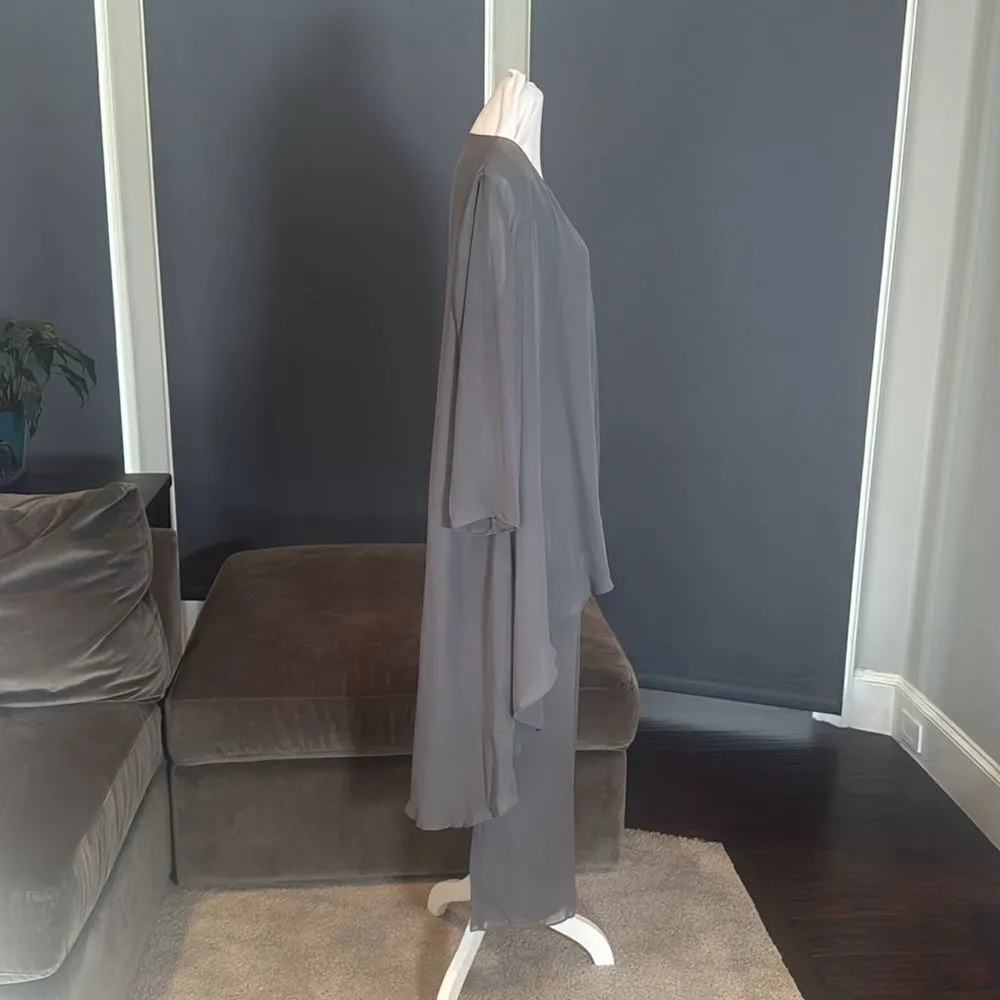 Women’s Gray Chiffon 3 Piece Mother of the Bride Formal Pant Suit Size 12 NEW - Image 3