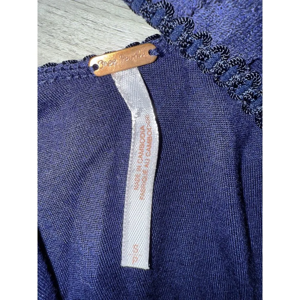 Free People FP Katya Navy Blue 3/4 Sleeve Lace Dress women’s small - Image 4