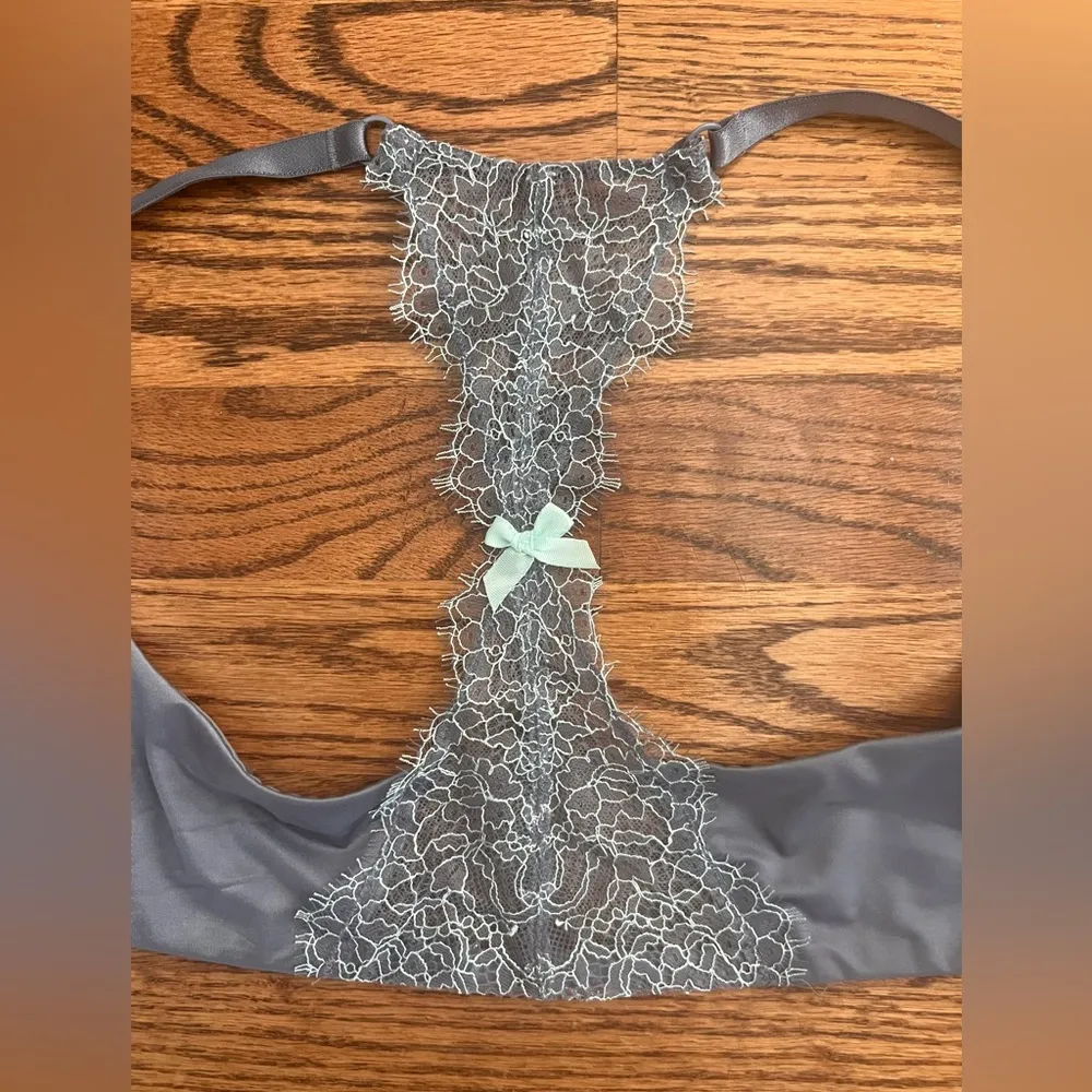 Victoria’s Secret Very Sexy 34DD Gray Lace Racerback Push Up Bra Front Closure - Image 7
