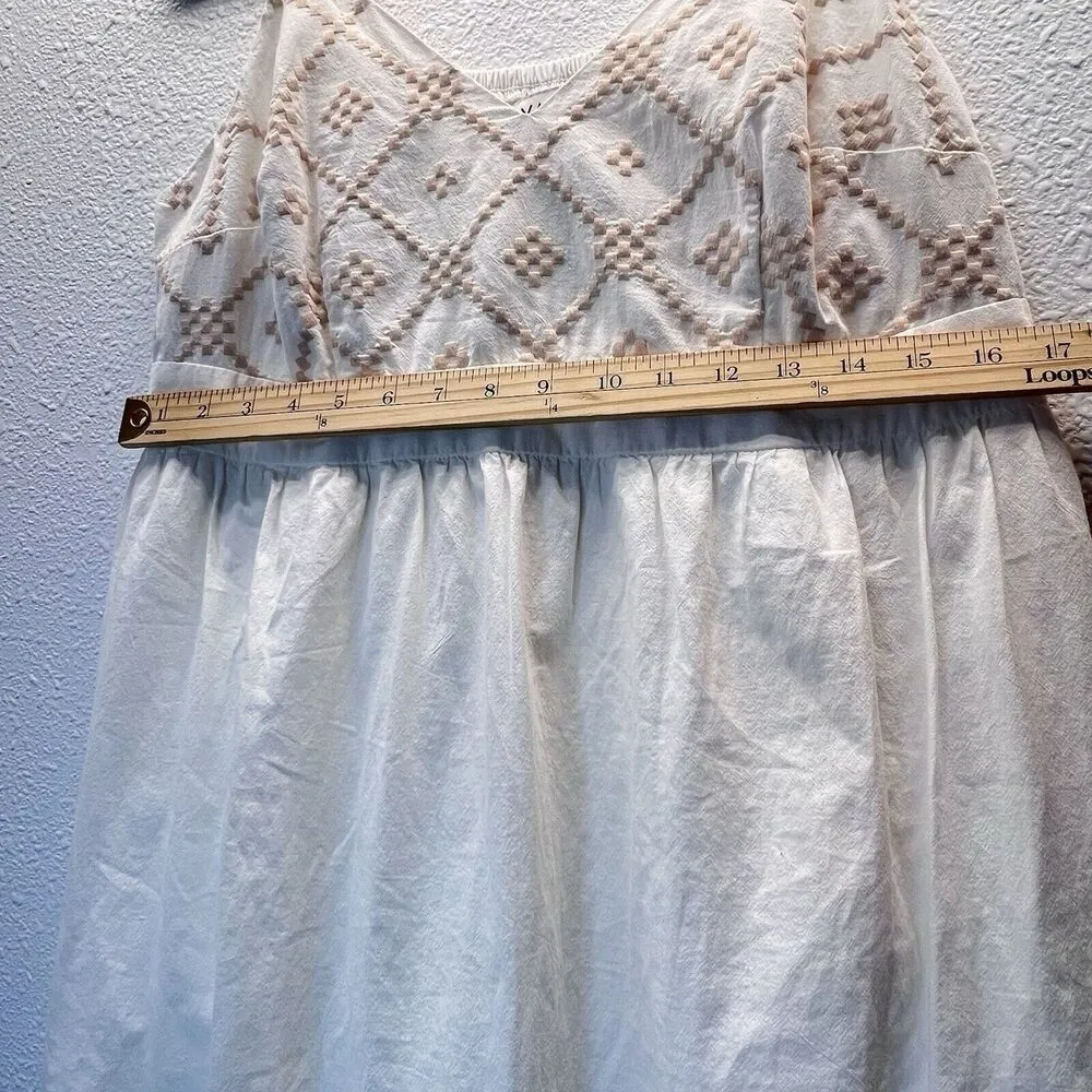 Ava & Viv Womens Size X Embroidered Boho pockets sleeveless white tan Maxi Dress - Image 5