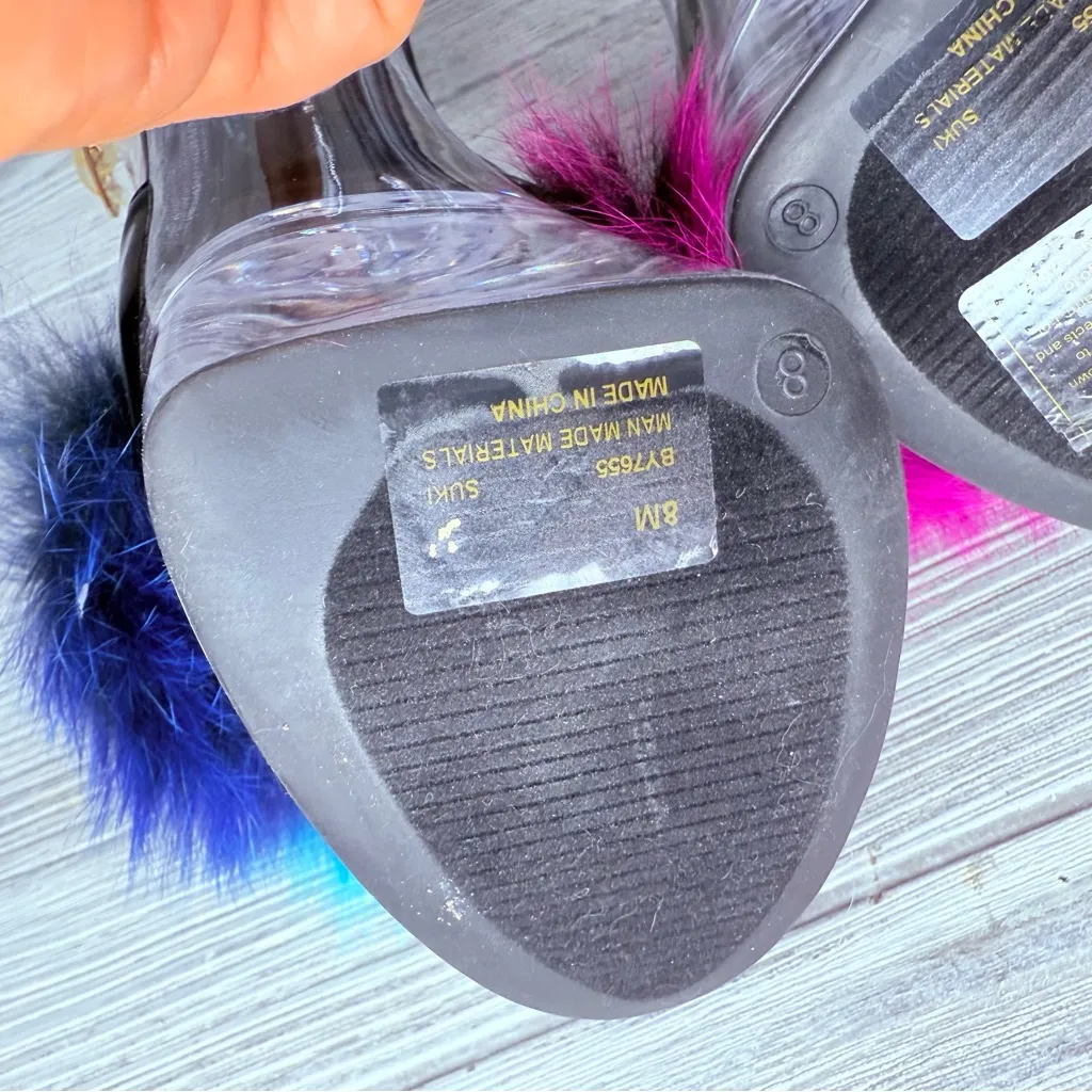 Dolls kill cape Robbin night of my life fluffy clear platform heels size 8 - Image 9