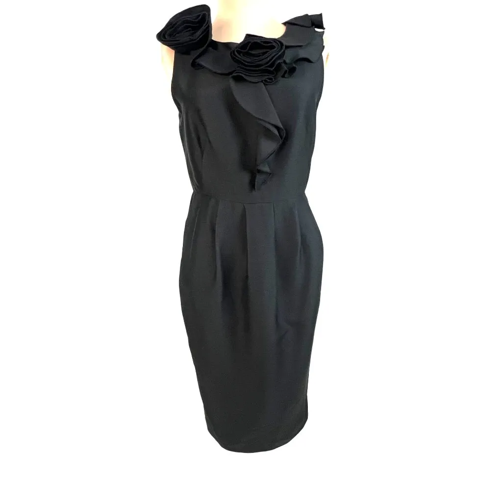 Magaschoni Collection LBD Black Cocktail Dress 4 Rosettes Elegant Quiet Luxury - Image 2