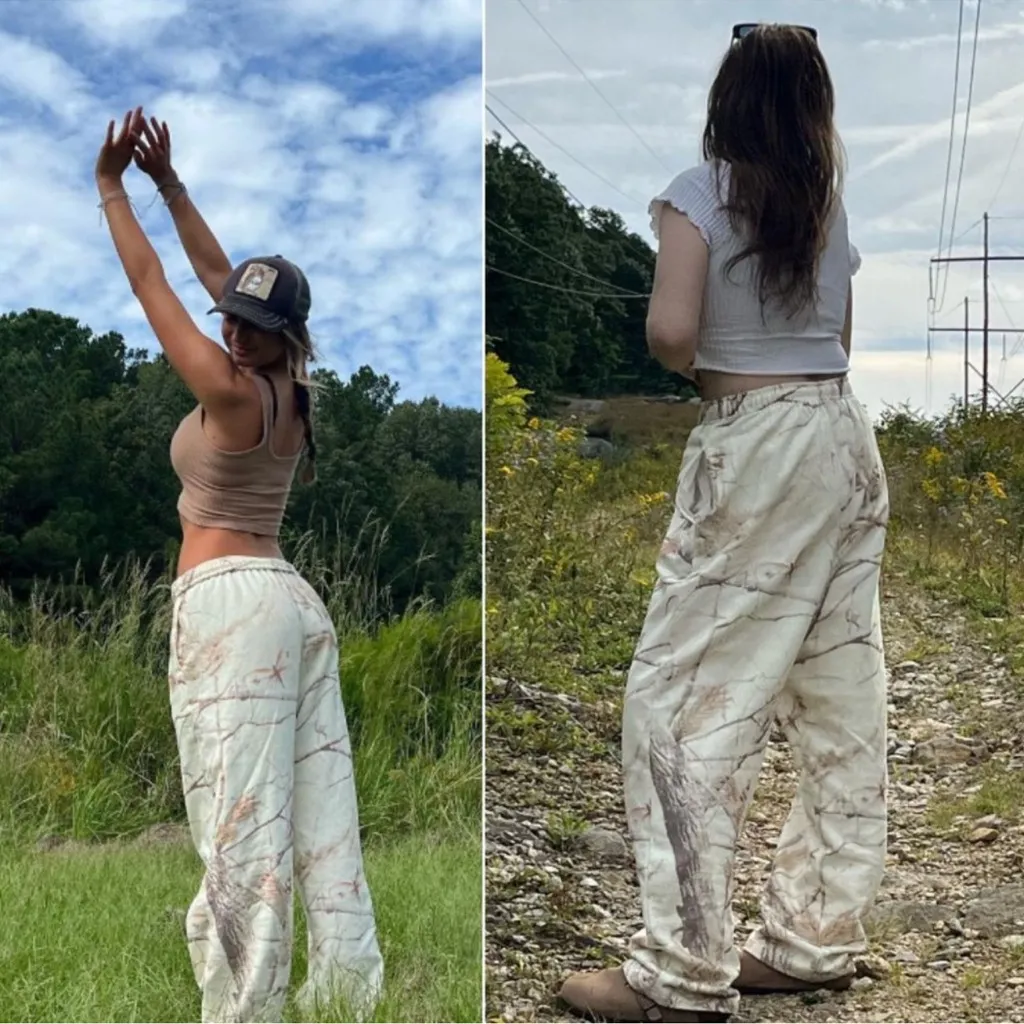 Dairy Boy Sand Camo Butterfly Sweatpants Woodland Camouflage Sweats Size Medium Tan - Image 3