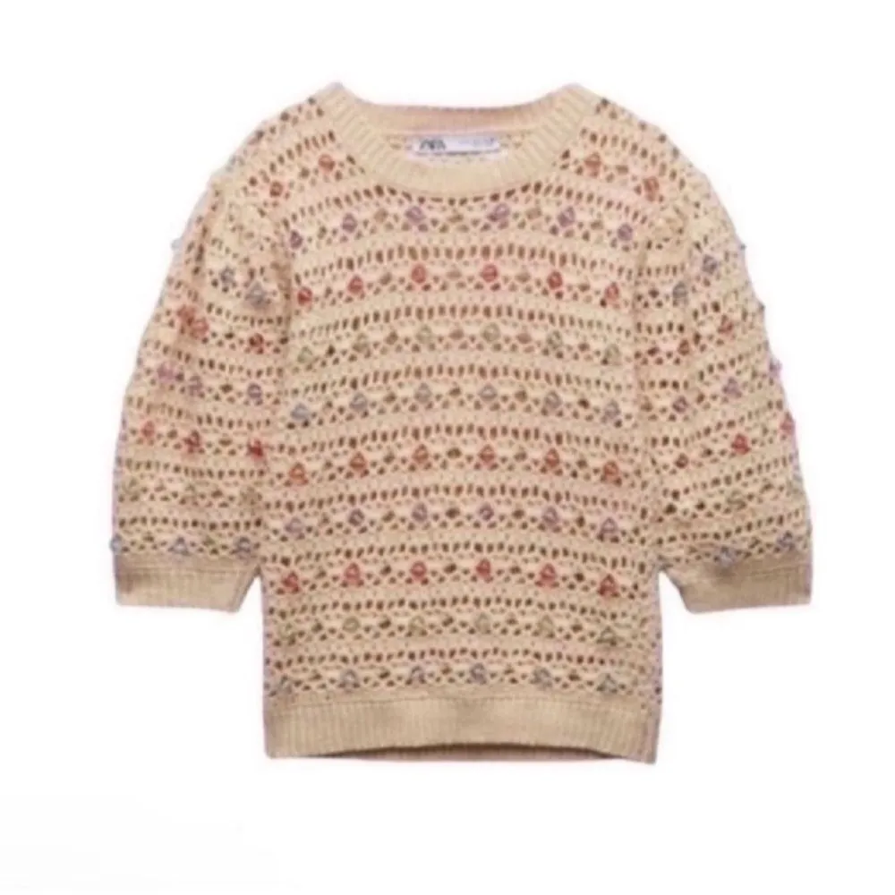 ZARA  Beige Beaded Sweater(Size Small) - Image 2