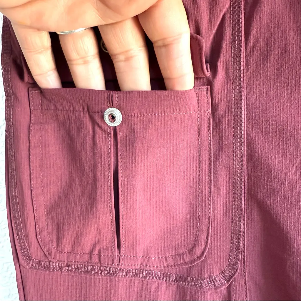 NWT Free People Movement Womens Pants Cascade Flares Burgundy Cargo Size Medium Red - Image 8