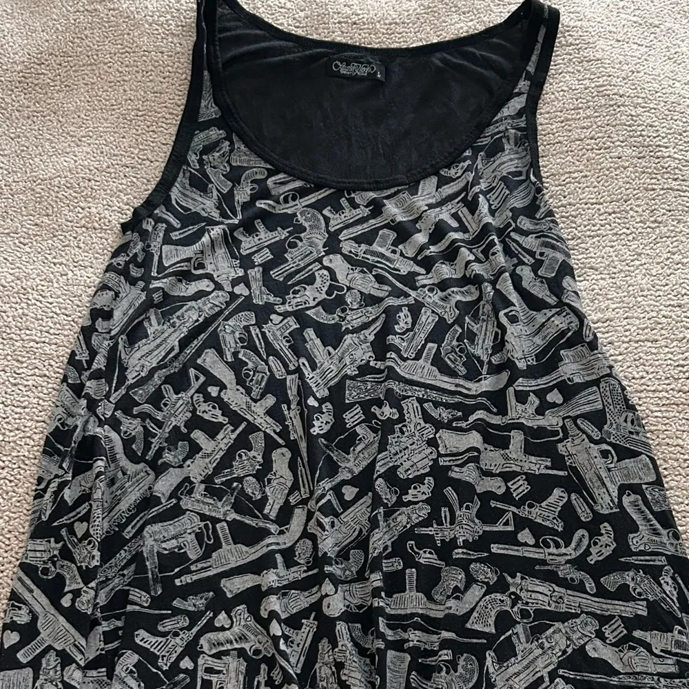 Lauren Moshi Lily Heart & Guns Patterned y2k black white novelty Swing Tank - Image 6