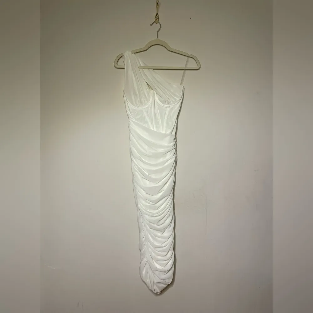 House of Cb Valentina Ivory Asymmetric Cutout Midi Dress - Image 9