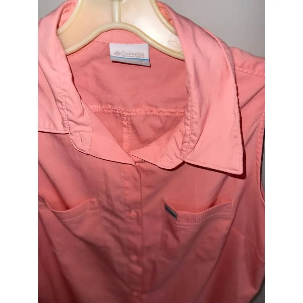 Columbia Pink Sleeveless Button Up Shirt Size M Outdoor Travel Sun Protection - Image 2